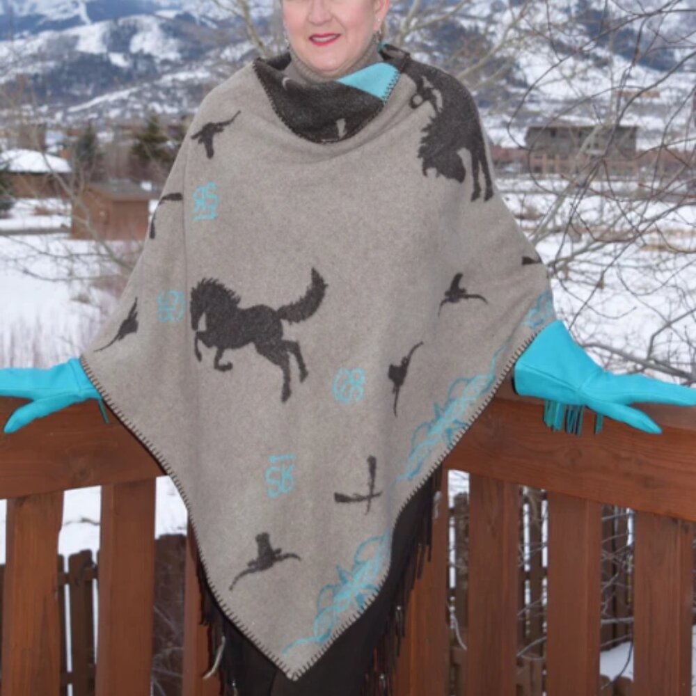 NWT RHONDA STARK WOOL PONCHO | OS